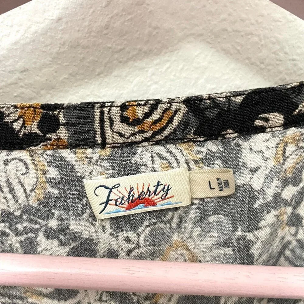 Faherty Montara Shirred Dress Long Sleeve Wonderlust Floral Size L - Picture 5 of 6
